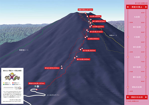 富士登山の地図　須走ルート