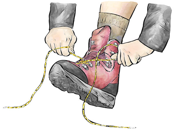 登山靴の履き方　イラスト