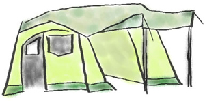 ロッジ型テントのイラスト