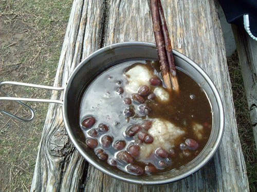 氷餅で作ったぜんざい