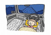 フリーのイラスト（ウェブでの使用不可）車中泊