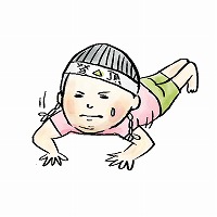 フリーのイラスト（ウェブでの使用不可） 登山の体力づくり 腕立て伏せ