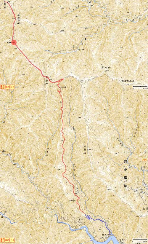 奥多摩から雲取山までの登山地図