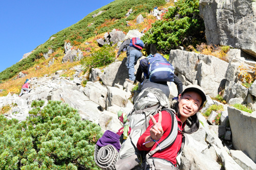 涸沢から北穂高岳までの登山道