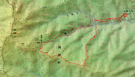 両神山エリアの地図とGPSのログ