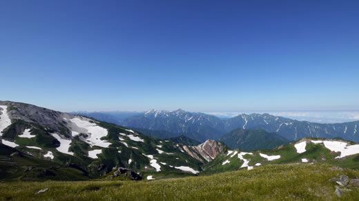 丸山から眺める北アルプスの山々