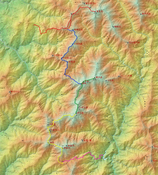 南アルプス南部　縦走のコース