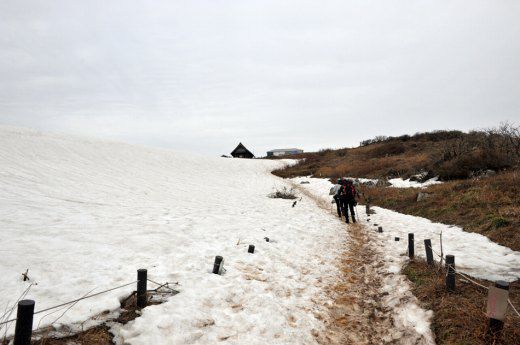 クリックして画像を拡大 伊吹山山頂の残雪
