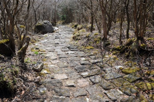 九重の登山道　石畳