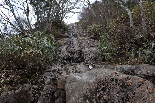 石鎚山鎖場　一の鎖