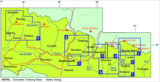 Schneider Trekking Mapsの地図の範囲