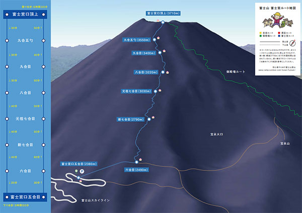 富士登山の地図　富士宮ルート