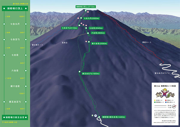 富士登山の地図　御殿場ルート