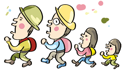 子供と登山　イラスト