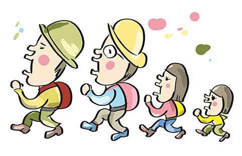 ファミリー登山イラスト