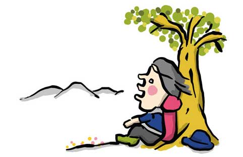 山で涼む人イラスト