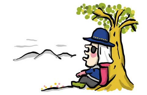 紫外線対策する人イラスト