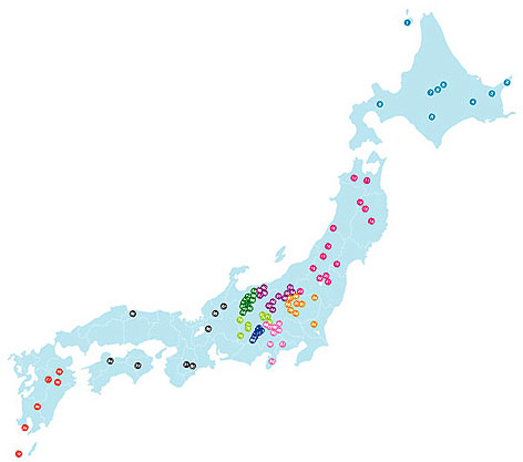 日本百名山の地図