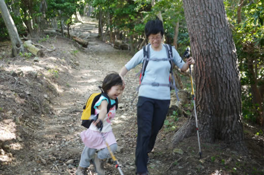 トレッキングポールを使って下山