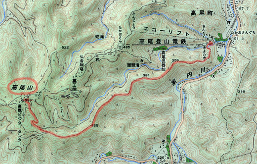 稲荷山コースの登山地図